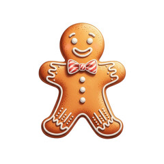 Decorated gingerbread man cookie isolated on transparent background
