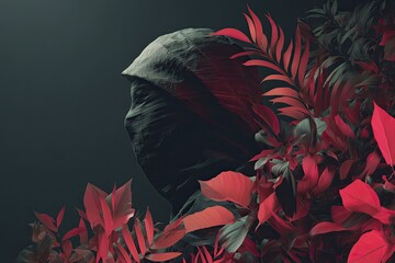 Hidden figure amongst vibrant foliage