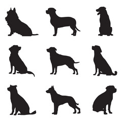 Dog Silhouette Set on White Background