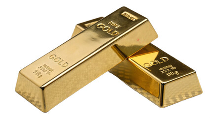 Stack of Gold Bars, isolated on a transparent background PNG
