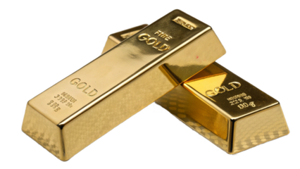 Stack of Gold Bars, isolated on a transparent background PNG