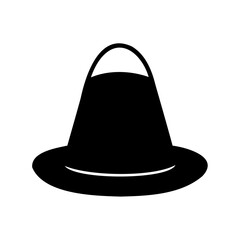 Monochrome Conical Hat with Circular Brim and Top Handle Illustration