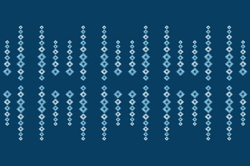 Ikat pattern traditional ethnic pattern ikat motif fabric pattern geometric style. Embroidery ethnic oriental blue background wallpaper. Abstract,vector,illustration.Texture,frame,decoration.