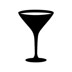 Elegant minimalist vector graphic of a black martini glass silhouette on white