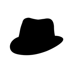 Simple black fedora silhouette, classic style, elegant headwear icon or logo design