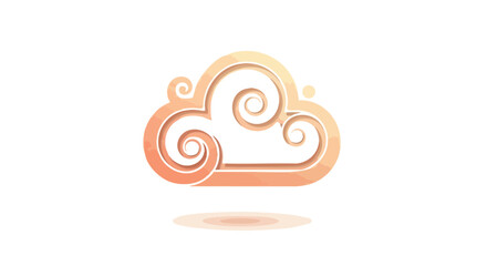 Stylized orange cloud icon with swirling patterns and a subtle shadow on a clean white background, representing digital concepts.