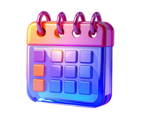 3D calendar icon, vibrant colors, glossy finish (2)