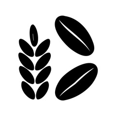 Symbolic black depiction of grains and seeds representing agriculture and farming