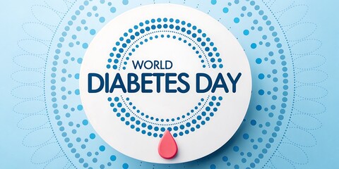 World diabetes day awareness with blue circle and red drop