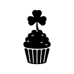 St Patrick's Day themed cupcake with shamrock, a delicious and festive treat