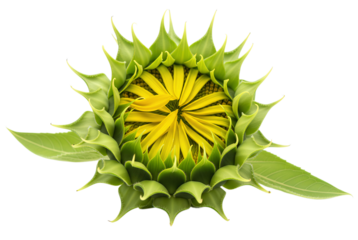 Sunflower Bud Beginning to Bloom