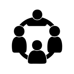 Group of stylized people connected, teamwork and collaboration concept in black