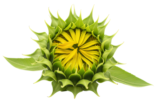 Sunflower Bud Beginning to Bloom