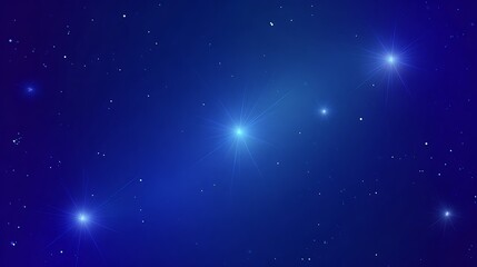Fototapeta premium Deep blue vector background featuring glowing neon stars and subtle decorative blur. Clean and simple star-themed design for web and landing pages.