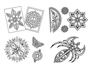 coloring page line art the tattoo ideas black vector bundle