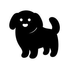 Charming Cartoon Dog with a Friendly Smile in Silhouette Style