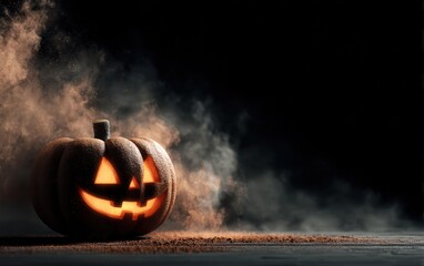 A pumpkin with a candle inside of it