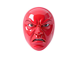 Red, angry face mask, 3D render