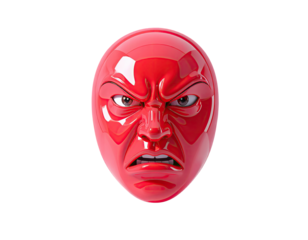 Red, angry face mask, 3D render