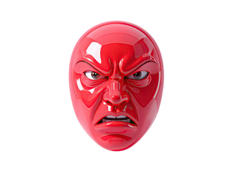 Red, angry face mask, 3D render