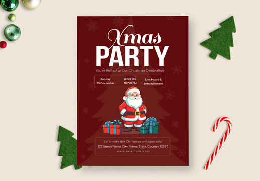 Holiday Event Christmas Party Invitation with Decorative