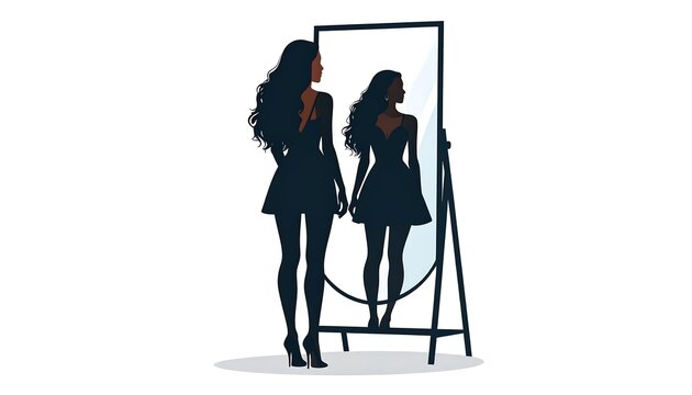 Woman looking in a mirror