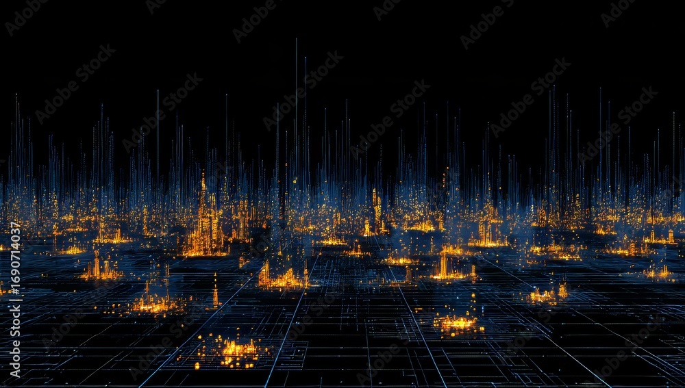 Poster the dynamic tech landscape of a futuristic abstract digital background is filled with glowing partic