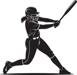 Dynamic Softball Batter Silhouette Vector for Sports Graphics and Team Promotion Art