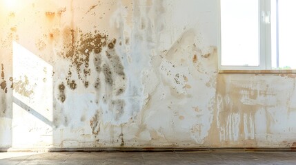 Mold and moisture buildup on wall of a modern house 