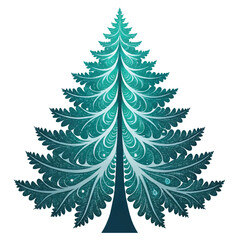 Set of Christmas trees with festive evergreen designs isolated on white background