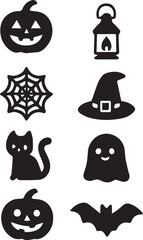 Cute Halloween Icons Vector Set