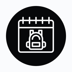 Back To School Calendar, School Bag Vector Calendar Icon, Flat Vector Icon. 