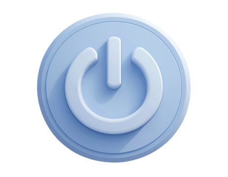 Light-blue power button, 3D style, circular