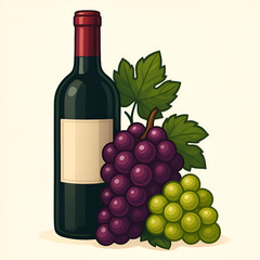 Obraz premium Wine bottle with grapes beside it