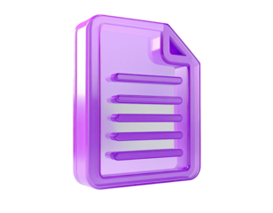 3D rendered, vibrant purple document icon