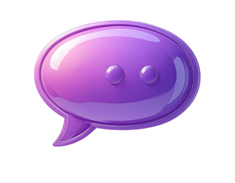 3D rendered, glossy, purple speech bubble