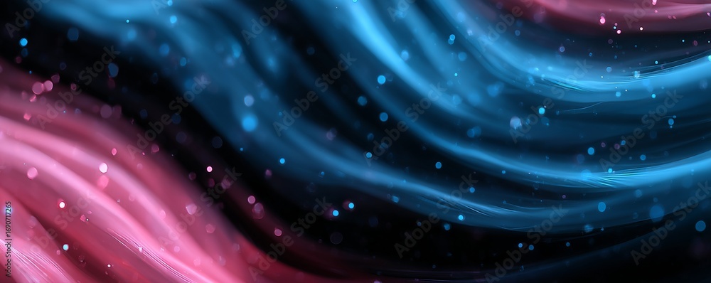 Poster a mesmerizing display of colorful electric swirls and glowing waves is set against a luminous blue b