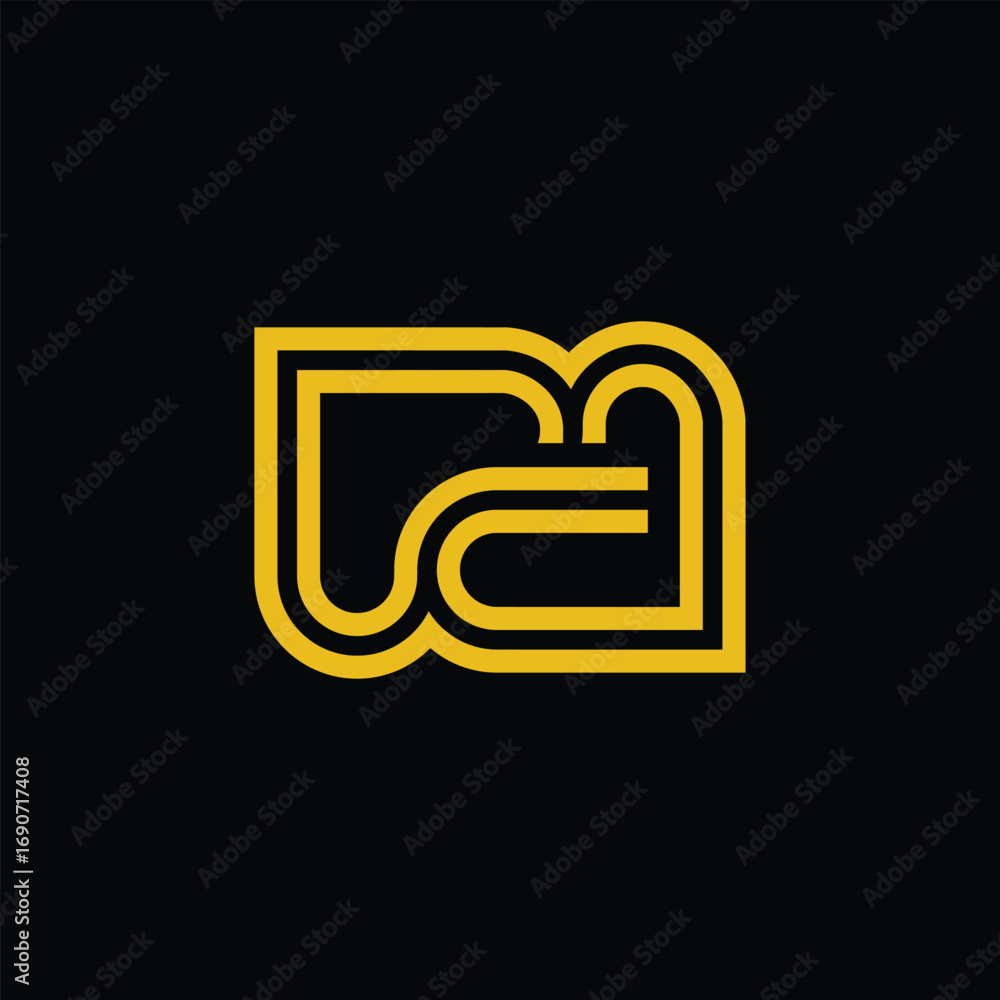 Poster the image shows a flat monogram logo design of an initial letter pa in retro line style that looks e