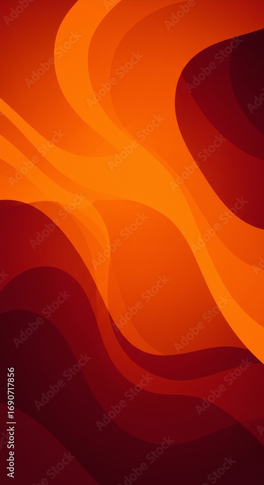 Poster abstract art background with curving fluid shapes and an orange to red gradient color transition eff