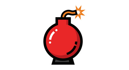 Cartoon Bomb with Lit Fuse Ready to Explode.