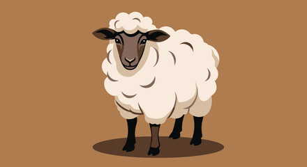 Fluffy white sheep standing gracefully on a plain background.