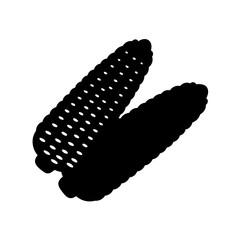 Silhouette of Two Corn Cobs, a Symbol of Harvest and Agriculture