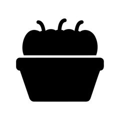 Silhouette Illustration of Fruit in a Basket, Representing a Harvest Season