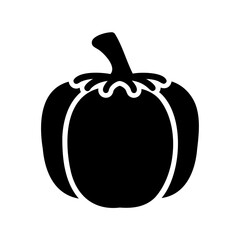 Stylized Black Silhouette of a Bell Pepper on a White Background