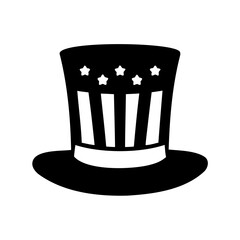 Patriotic Uncle Sam Hat Silhouette with Stripes and Stars, a symbol of freedom