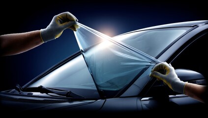The car specialist's job involves applying tinted film to auto window glass and installing protective vinyl on the windshield, which falls under car detailing and automotive repair services that