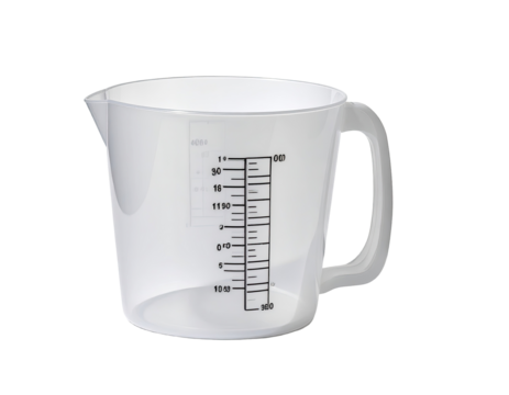 Clear plastic measuring jug with markings (1)