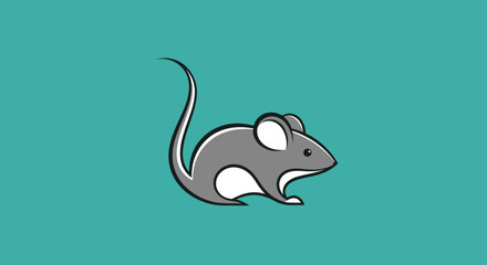 Cute gray cartoon mouse character illustration.