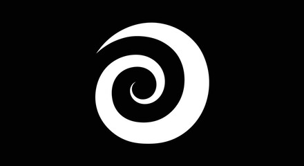 Elegant White Spiral Design on Black Background.