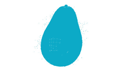 Single blue avocado illustration.